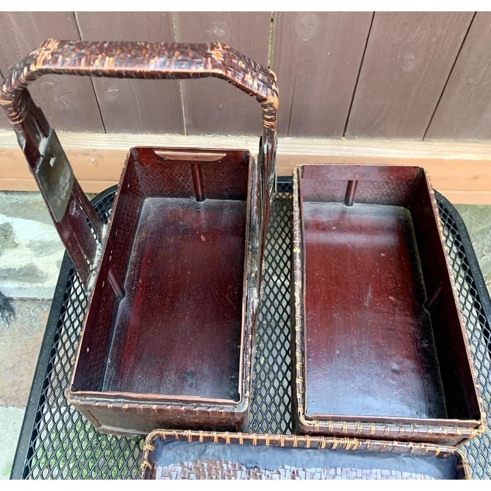 Antique Chinese Shandong Wedding Box Basket Collectible Decoration